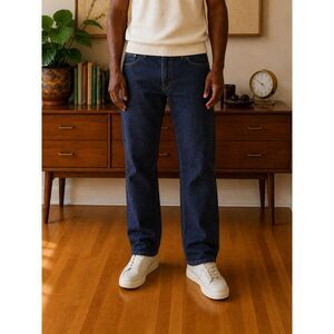 GAP Mens Size 38x29 Slim Coupe Etroite Dark Wash Blue Denim Jeans Altered Hem